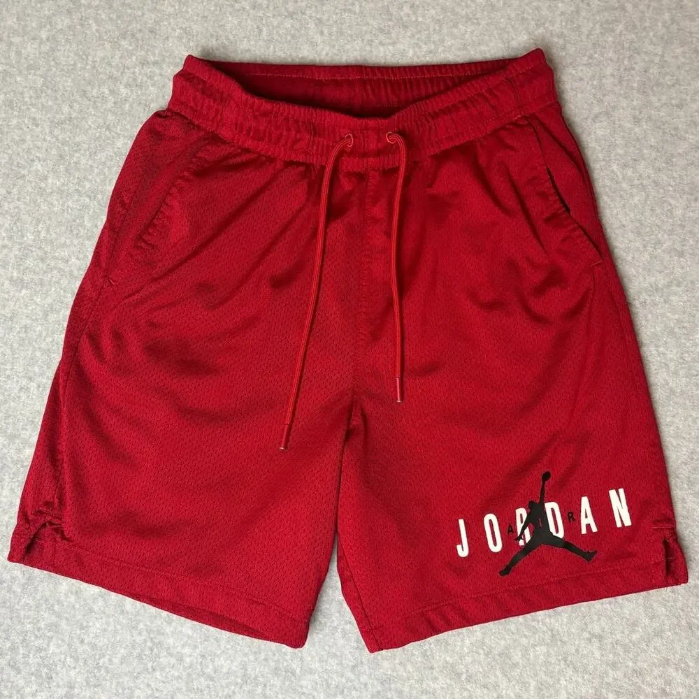 Jordan Shorts Men's S Athletic Mesh Red Black Basketball Sportswear